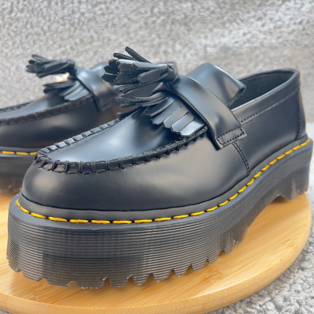 Dr Martens Platform Tassel Loafers Black Leather Chunky Womens 7 Goth Academia - Picture 7 of 11
